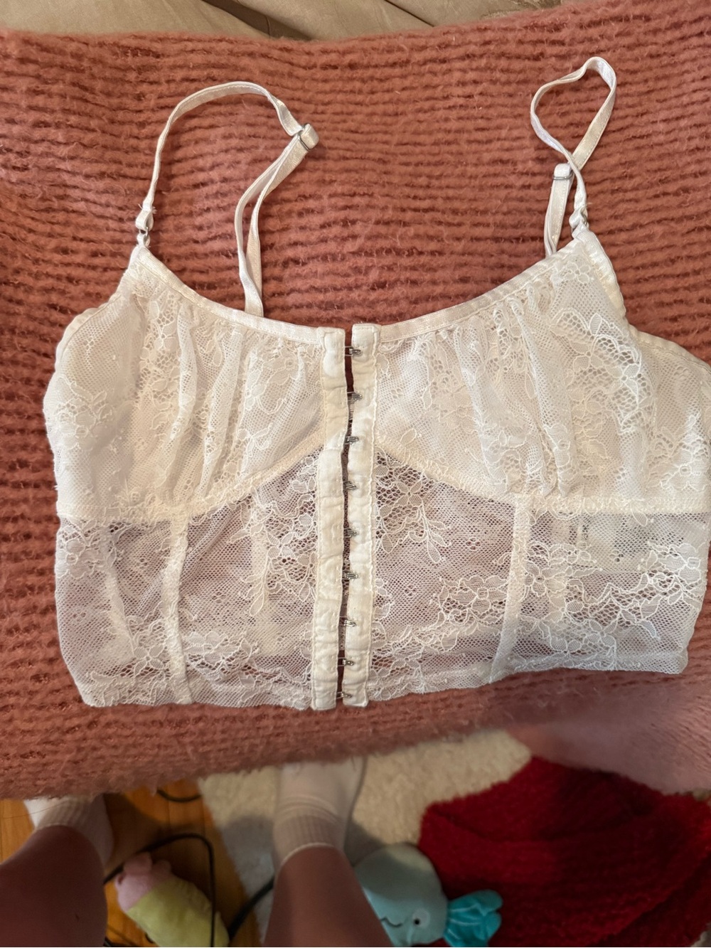 Garage White Lace Cropped Bralette